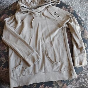 Distressed Beige Hoodie